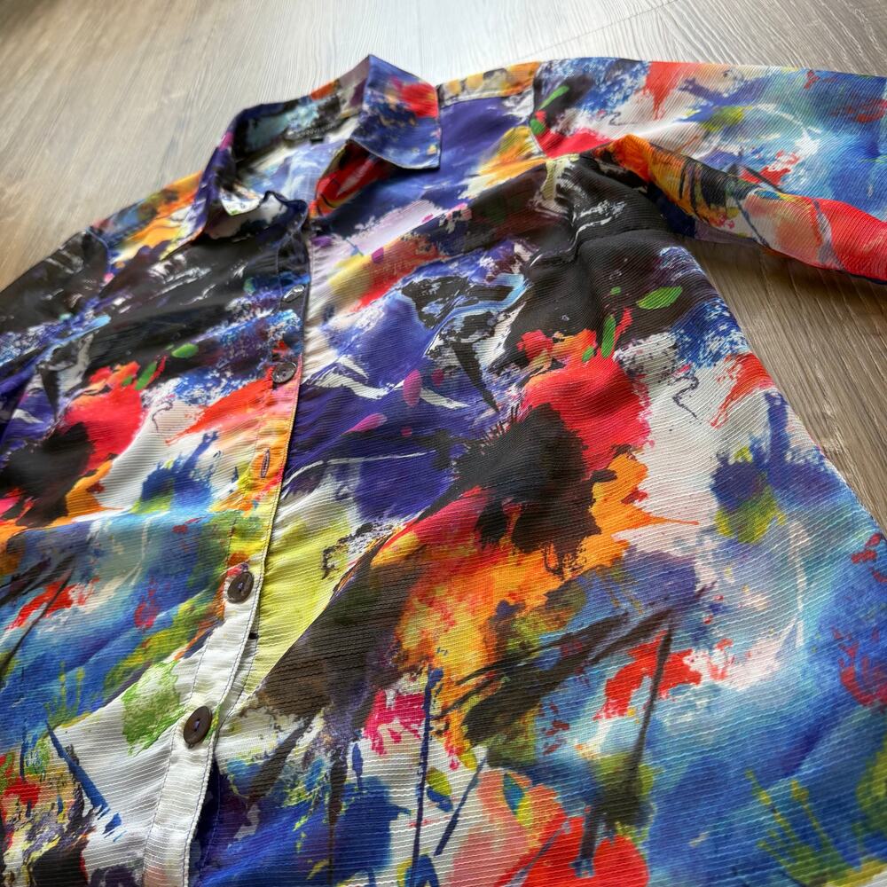 John Mark Abstract Print Button Down Shirt Womens Small - Picture 3 of 7